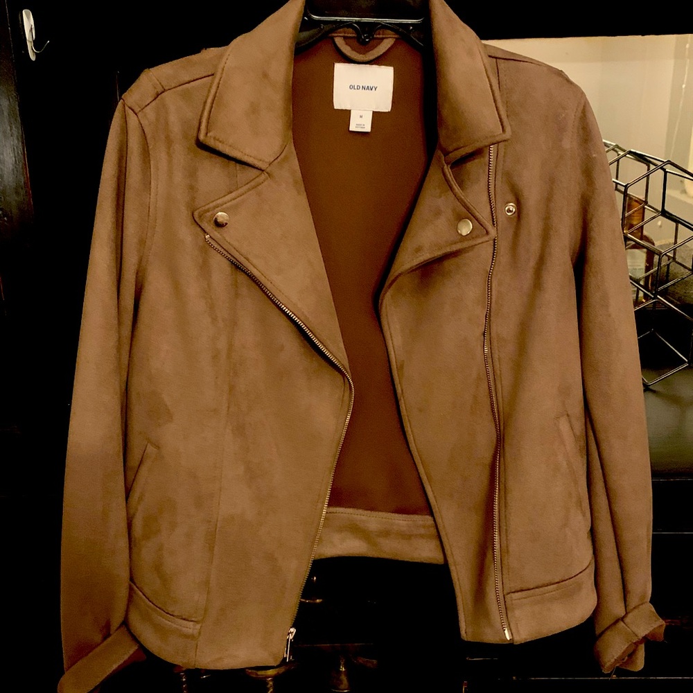 Faux suede moto jacket